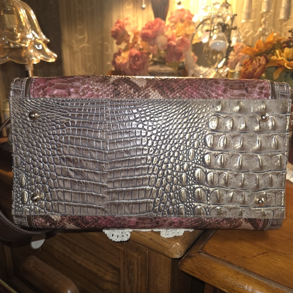Brahmin Pink and Brown Snakeskin Satchel - Picture 6 of 11